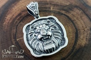 Silver pendant with Lion and Anchor, фото